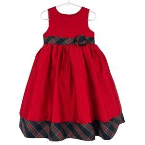 Laura Ashley London Red Holiday Christmas Dress Plaid Details Fancy Girl's 5